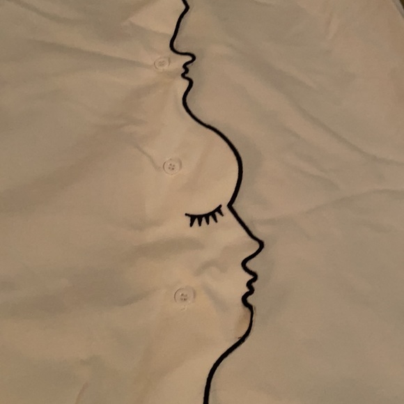 Crisp White Button up with Faces - Picture 4 of 6